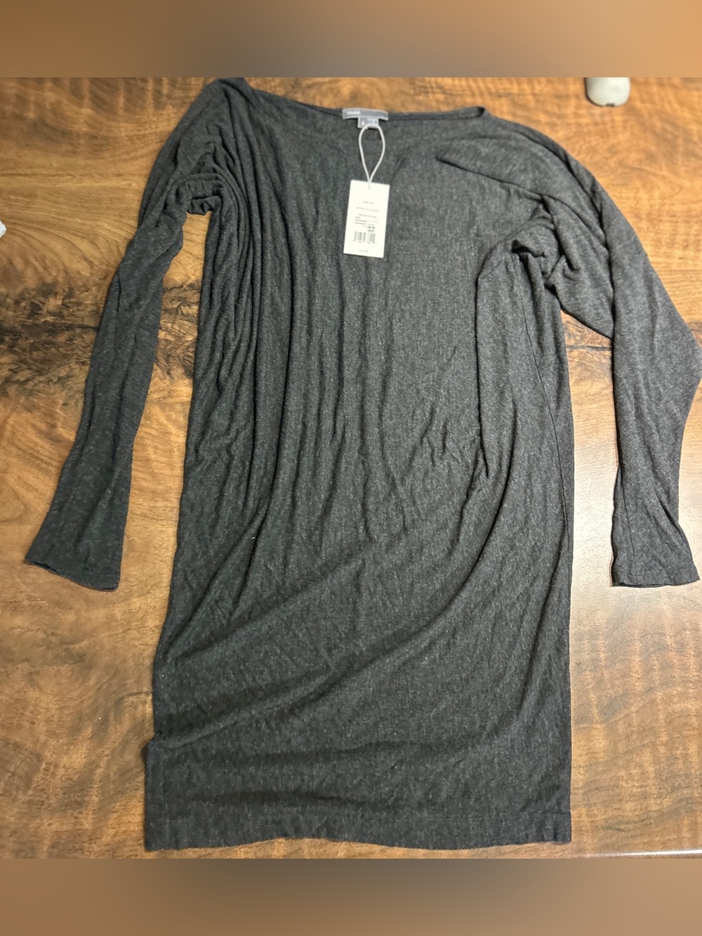 Vince. Gray Drop Shoulder Mini Dress